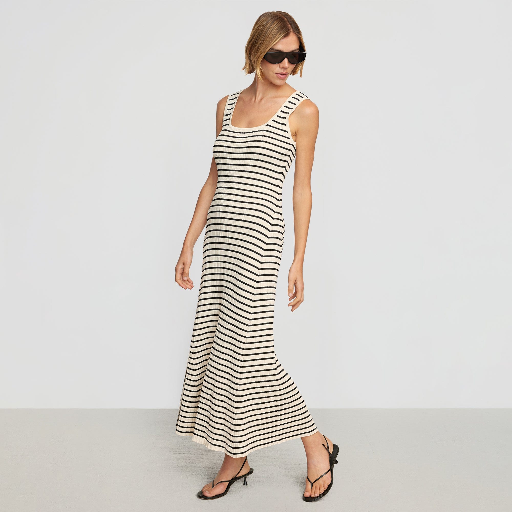 Sofia Ribbed Maxi Dress | Cream X Black