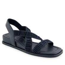 Bora Sandal Wedge | Navy Rouched Elastic Fabric