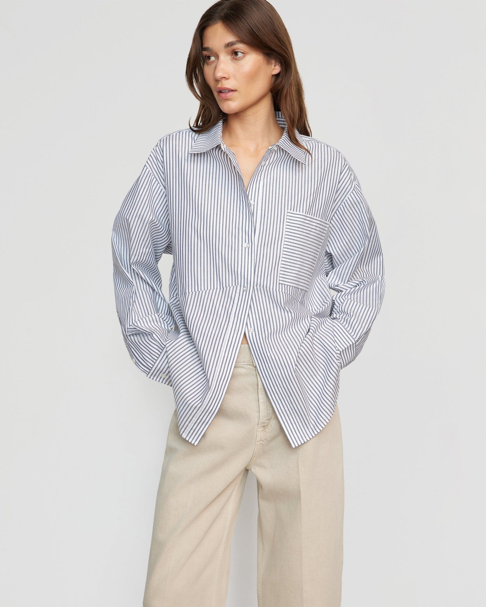 Renée | Tariro Oversized Striped Shirt in Size Small