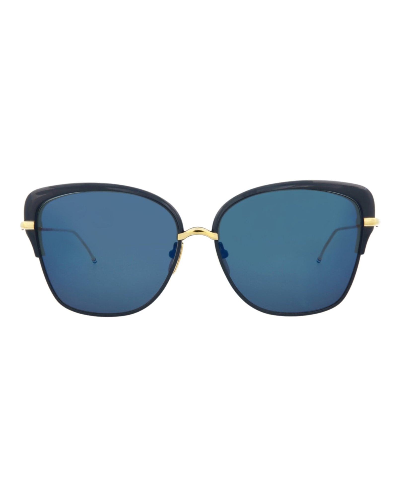 Thom Browne Cat Eye Metal Sunglasses | Navy/Gold