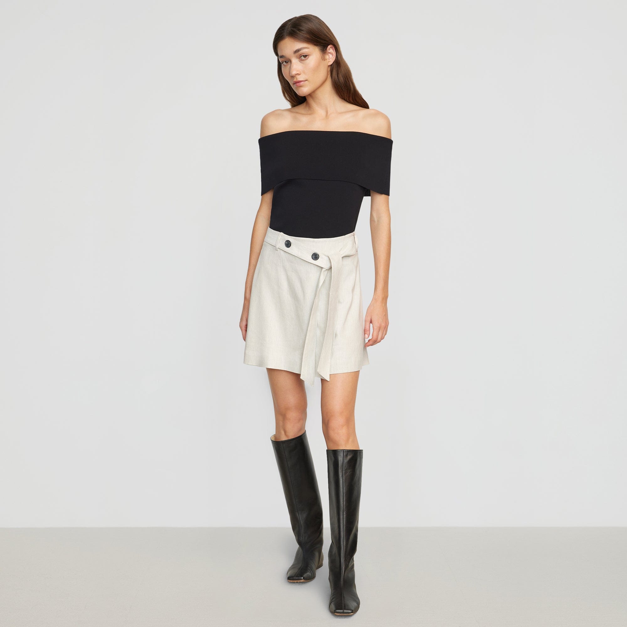 Tess Belted Wrap Mini Skirt | Natural