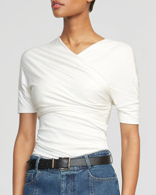 Simone | Thalia Ruched Off-Shoulder Tee in Size Small