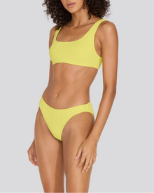 Womens | Elle Ribbed Bikini Bottom | Chartreuse