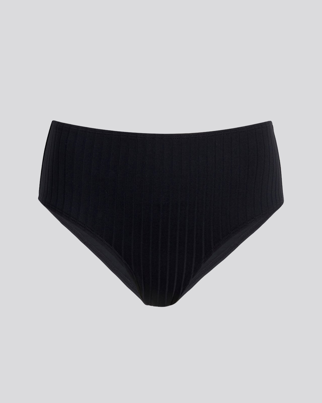 The Lilo Ribbed Bikini Bottom Noir - Solid & Striped