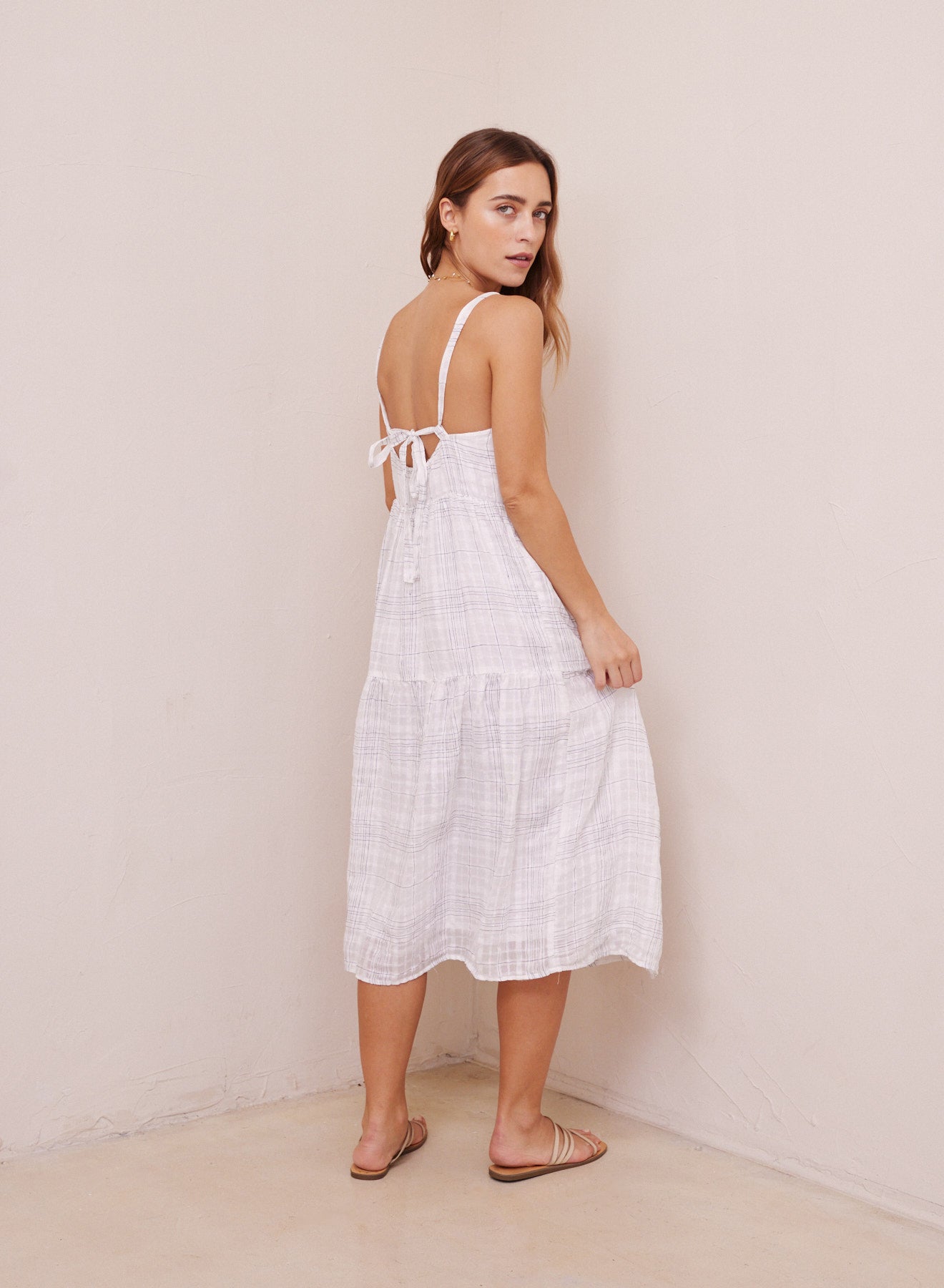 Tie Back Tiered Dress | Playa Sierna Plaid