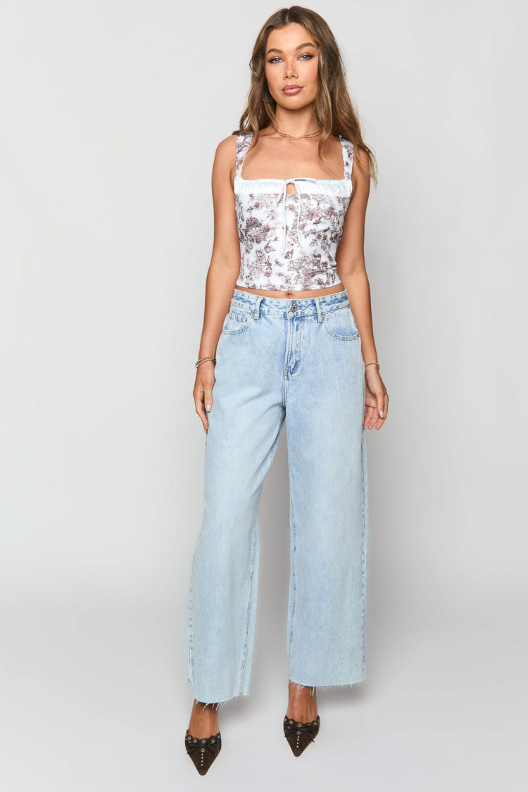 Till Forever Garden Print Top | Brown