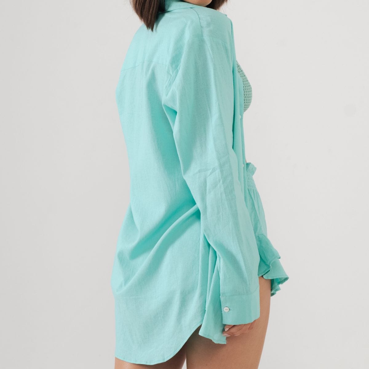 Long Sleeve Button Down Shirt | Turquoise