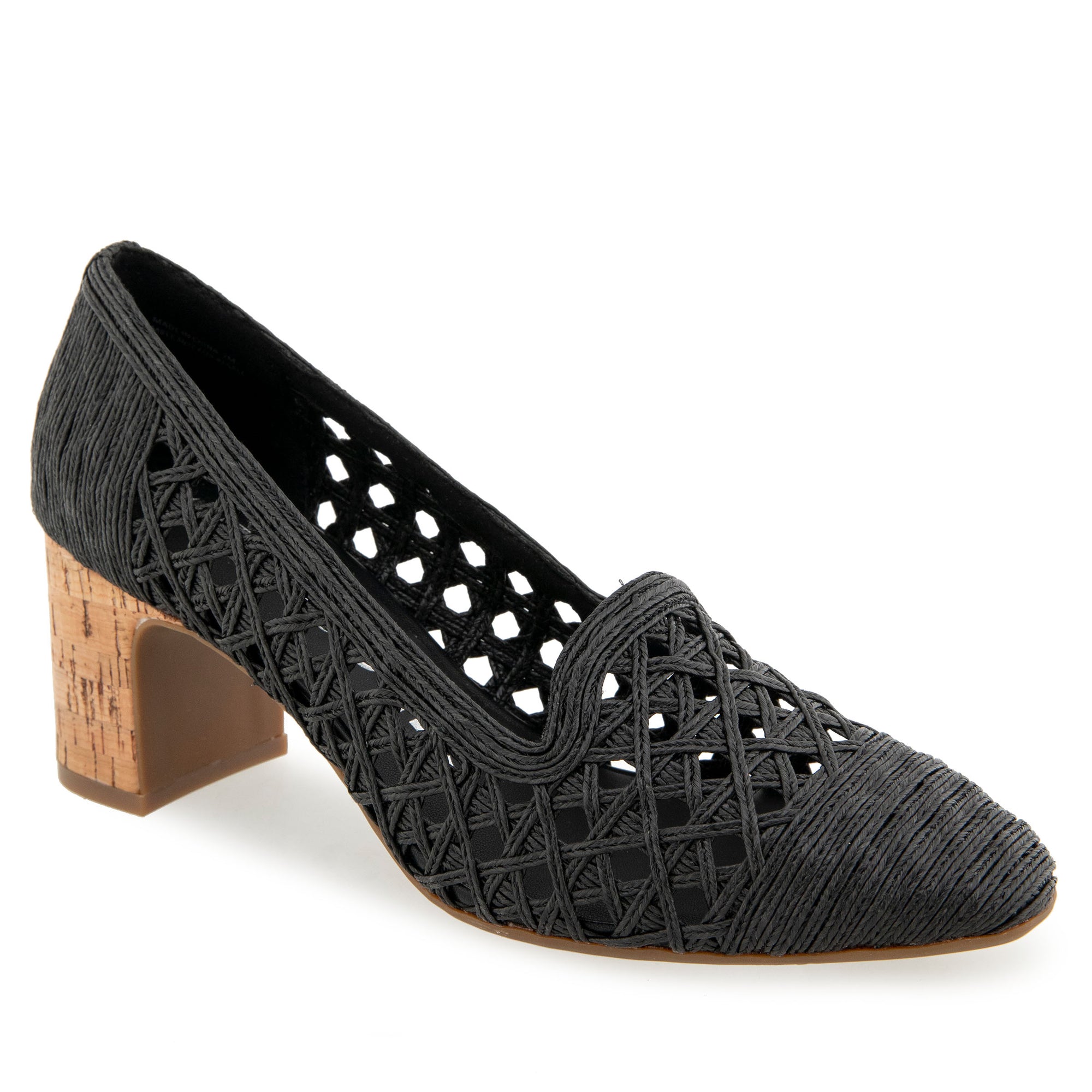 Melo Dress Pump | Black Embroidered Raffia