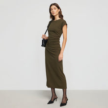 Renée | Vela Contrast-Stitch Ruched-Waist Dress in Size Extra Small