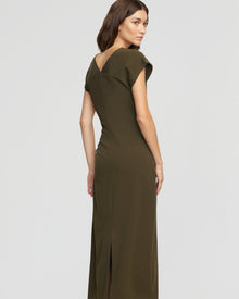 Renée | Vela Contrast-Stitch Ruched-Waist Dress in Size Extra Small