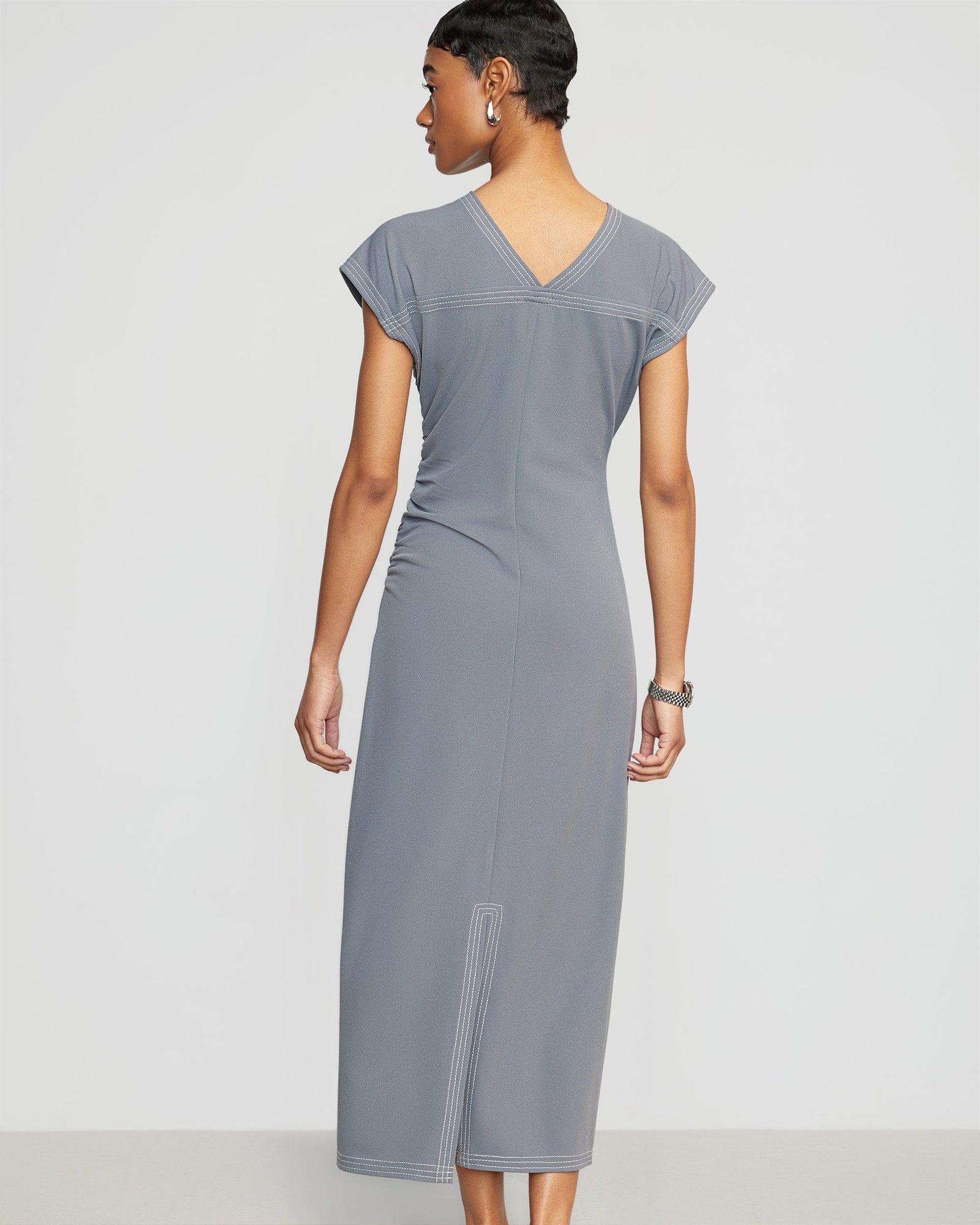 Simone | Vela Ruched-Waist Dress in Size Small