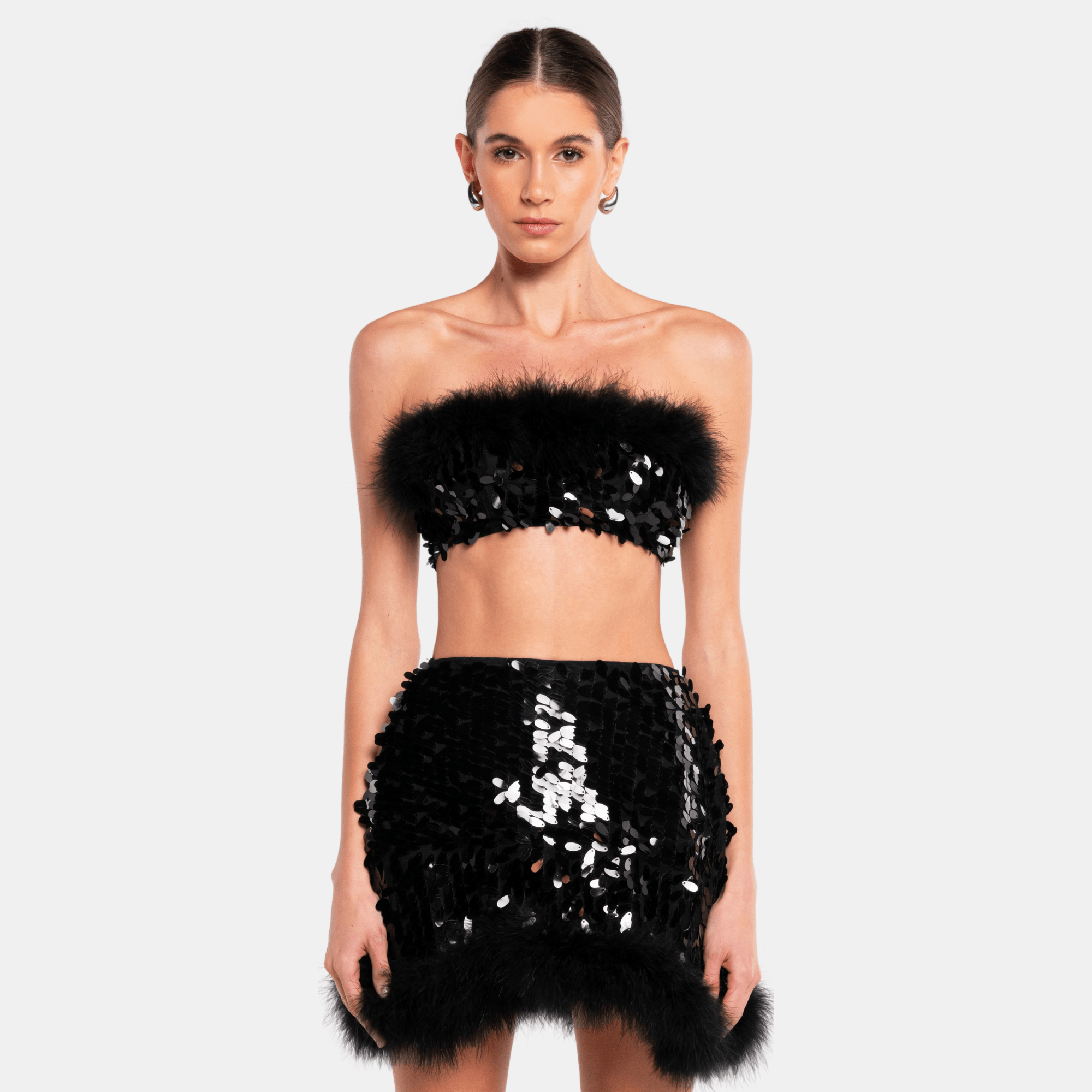 VIRGO Sequin Feather Top - OW Collection