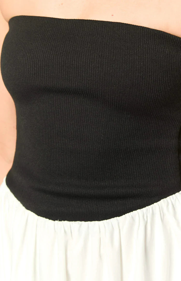 Wakerley Contrast Strapless Maxi Dress | Black