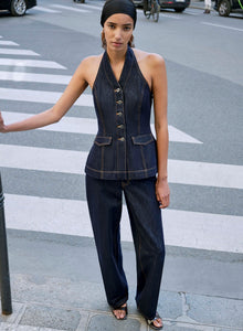 Rhea Top | Dark Indigo