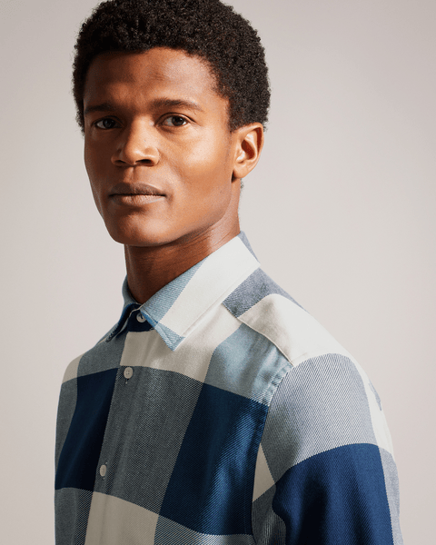 Men | Long Sleeve Large Scale Check Shir | Blue Red White
