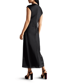 Women | Slip Midi Dress With Drap | Black (V2)