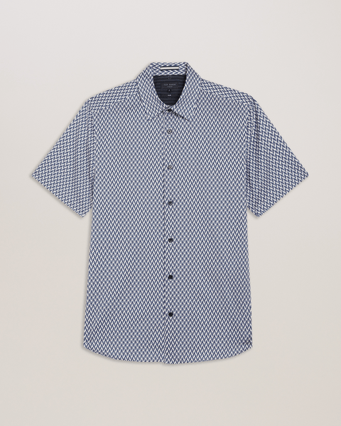 Men | Lacesho Short Sleeve Geo Printed Shirt | Navy
