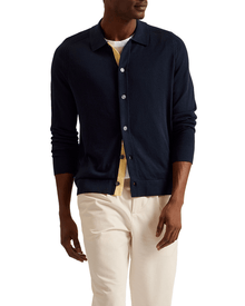 Men | Long Sleeve Regular Button Through | Navy