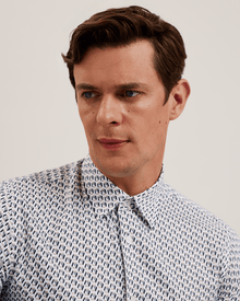 Men | Joshhy Long Sleeve Hex Geo Shirt | White Pastel