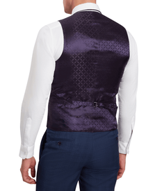 Men | Check Wool Suit Waistcoat | Navy