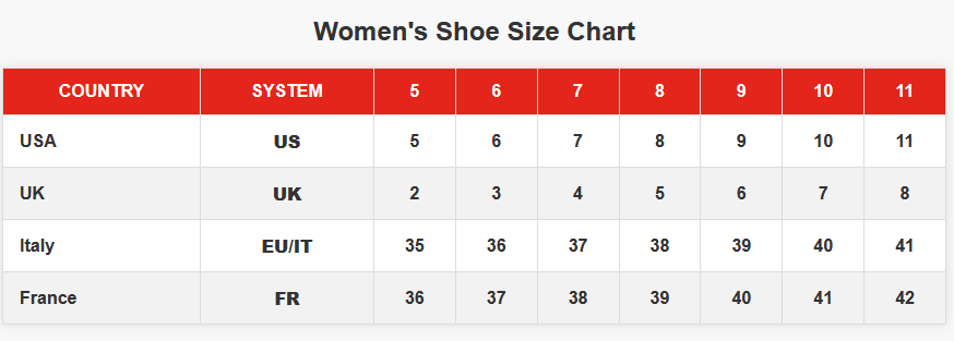 Product size guide