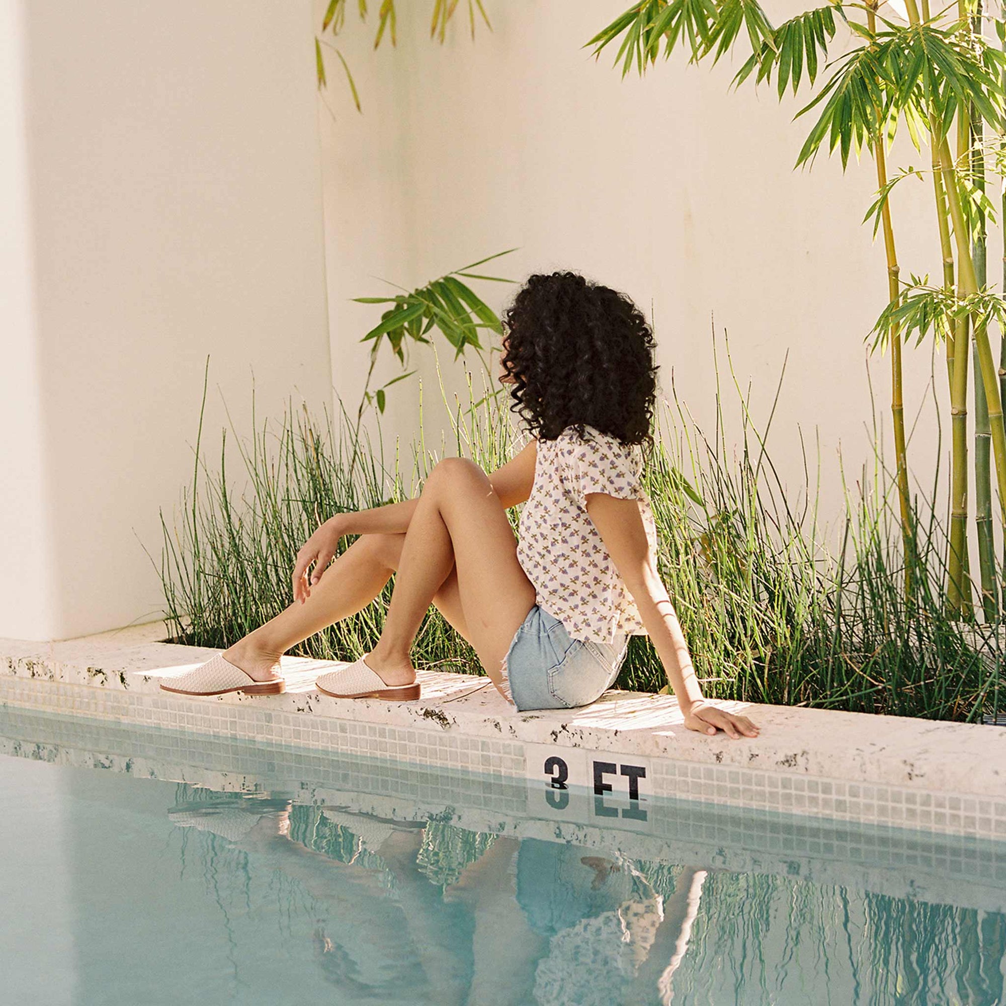 Image 1 of the Ama Mule Woven Bone Women's Leather Slip On Nisolo