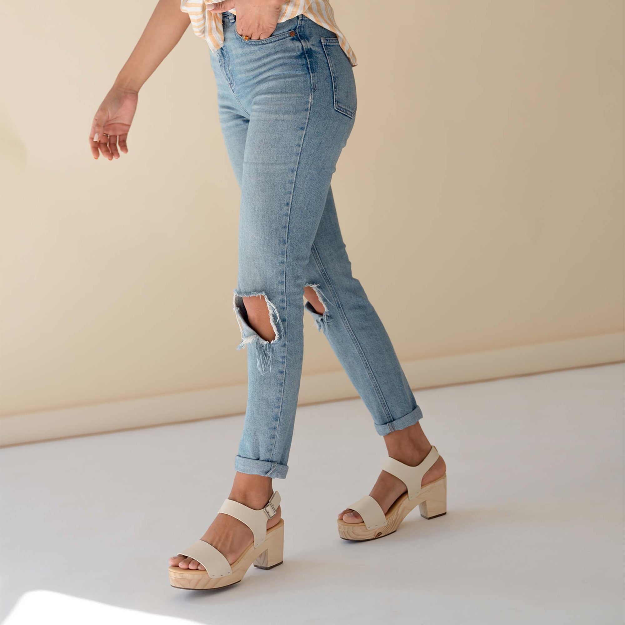 Womens | All-Day Open Toe Clog | Bone