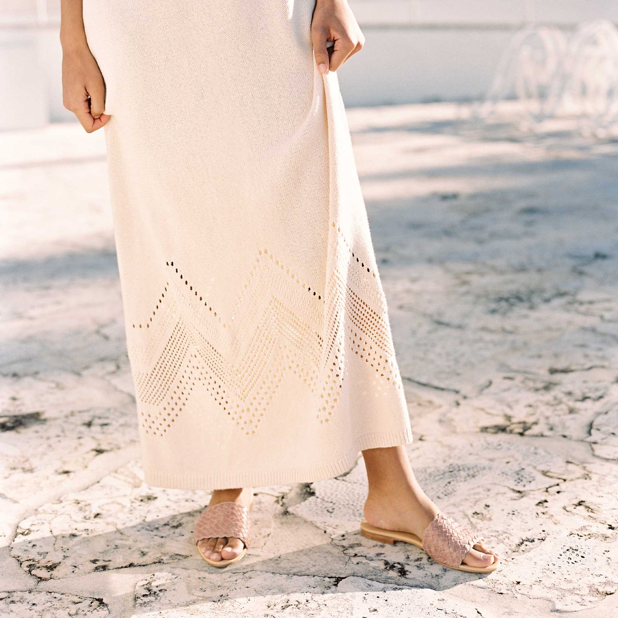 Image 1 of the Isla Woven Slide Desert Rose Women's Leather Sandal Nisolo