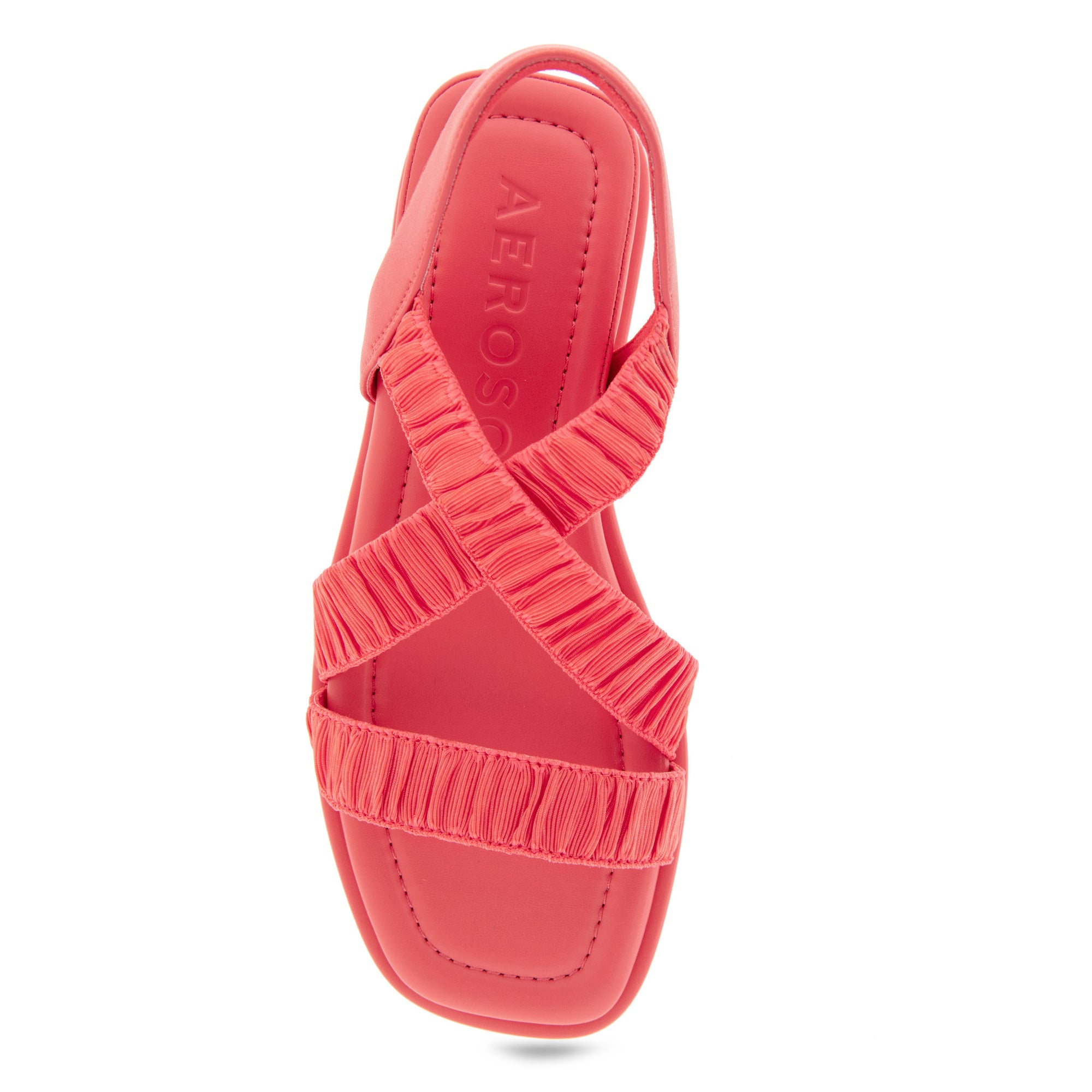 Bora Sandal Wedge | Coral Rouched Elastic Fabric