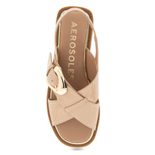 Cassa Sandal Flat | Beige Bisque Patent Faux Leather