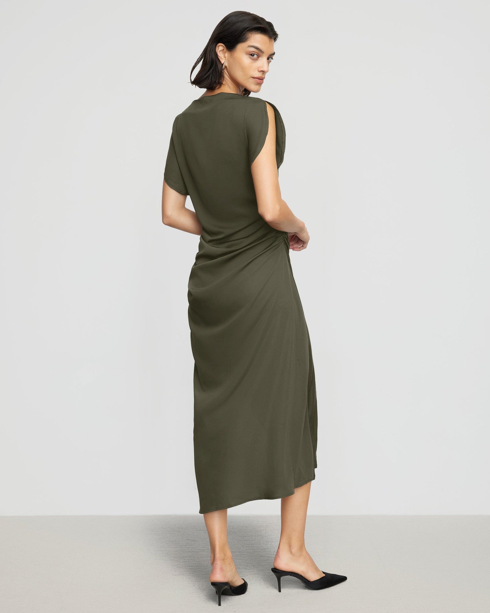 Bianca | Yuyan Ruched-Waist Side-Slit Dress in Size Small