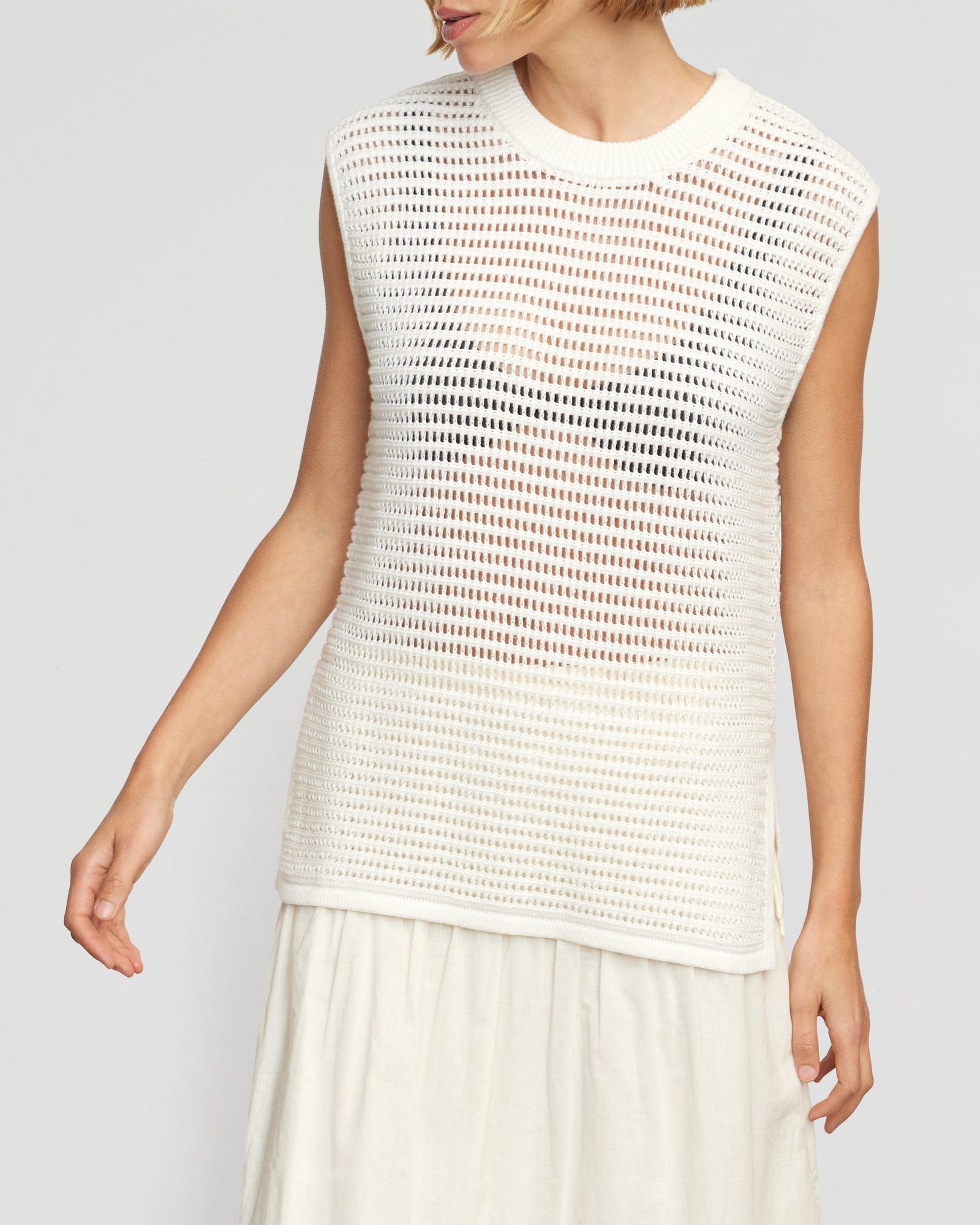 Joanna | Zada Organic Cotton Crochet Sweater Tank in Size Small