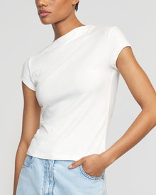 Simone | Zaya Ribbed Cap-Sleeve Tee in Size Small