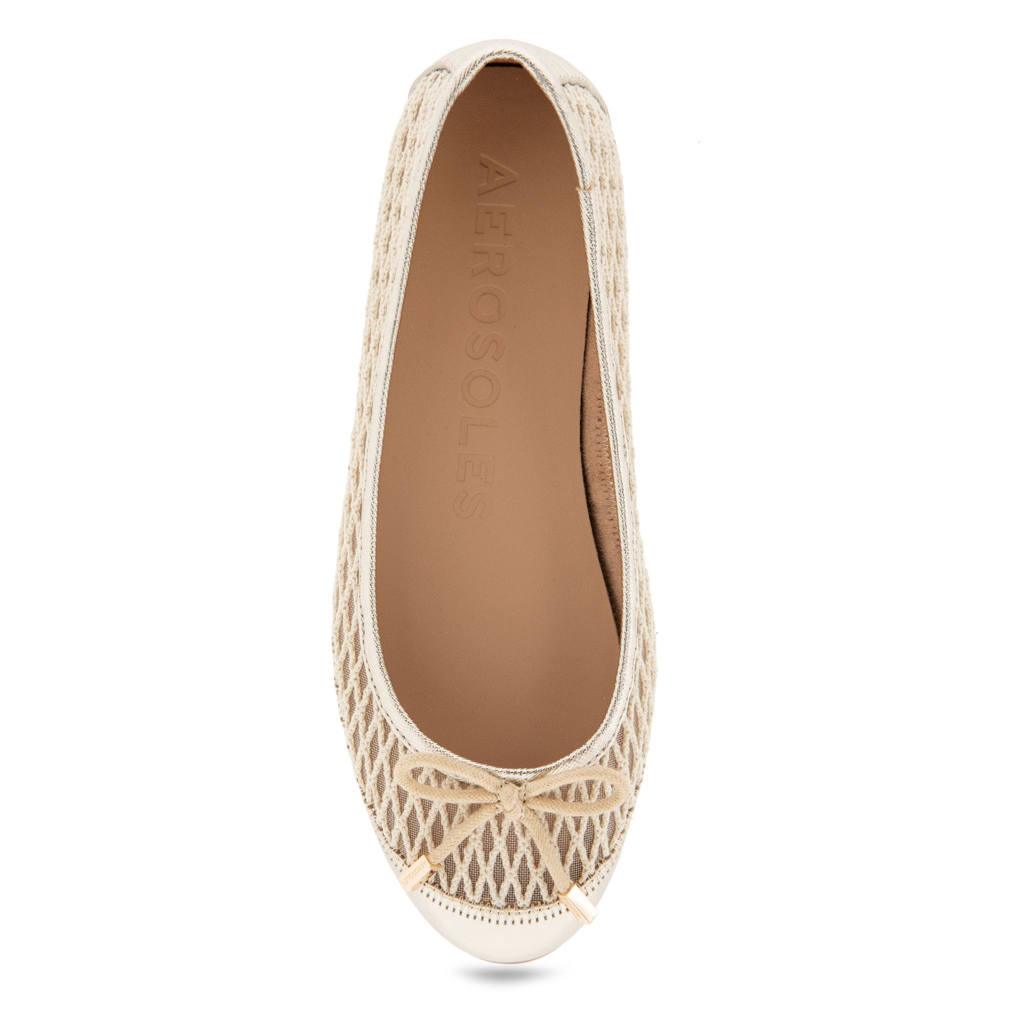 Bria Casual Flat | Gold Mesh Fabric